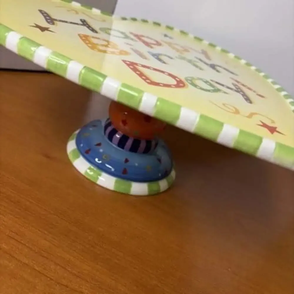 Department 56 “Happy Birthday” Heart Shaped Colorful Cake Stand